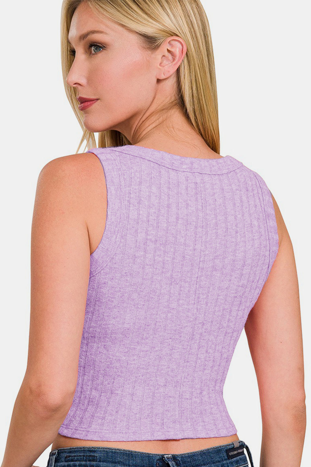 Zenana Ribbed Cropped Tank - TOPS - Lavender