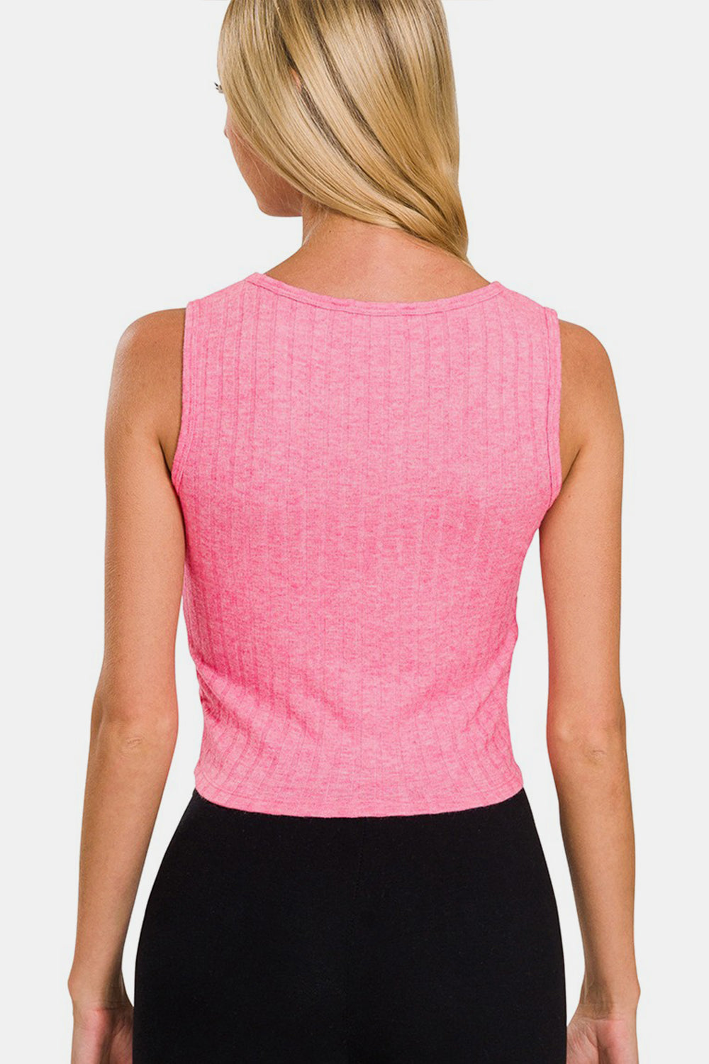 Zenana Ribbed Cropped Tank - TOPS - Fuchsia