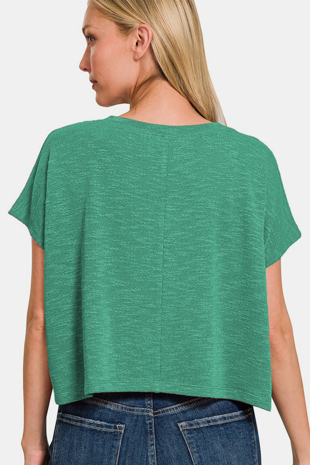 Zenana V-Neck Short Sleeve T-Shirt - TOPS - Green